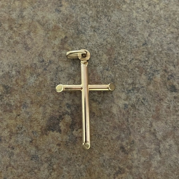 10K Yellow Gold (18mm) Plain Hollow Cross Pendant Only - Picture 2 of 14